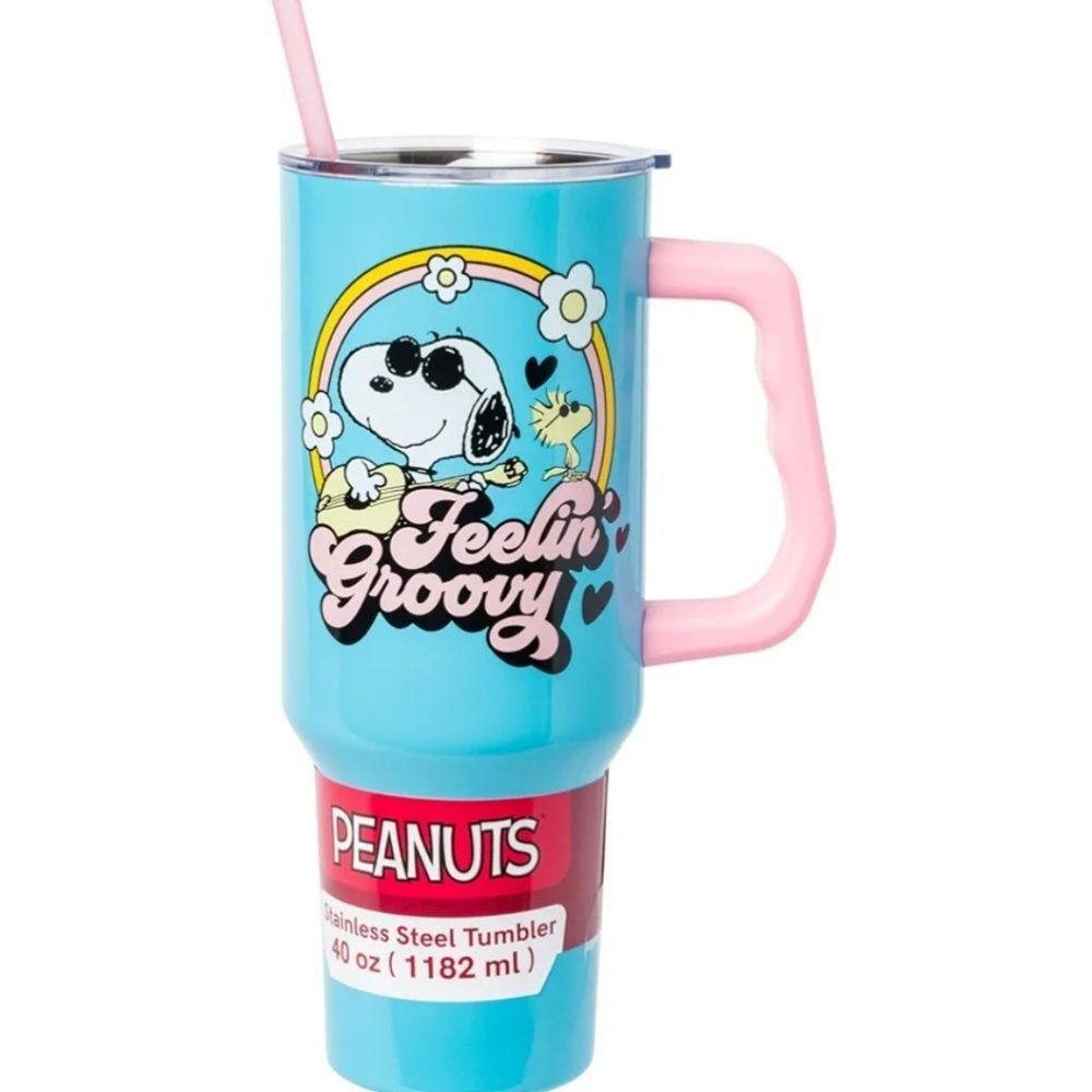 Bioworld X Peanuts Snoopy & Woodstock Feeling Groovy SS Tumbler w/Straw